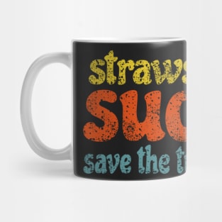 Straws Suck Save the Turtles Retro Sticker Gift for Girls Water Flasks Pillows Mug